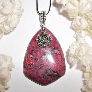 Necklace, Statement Necklace, Faux Gemstone Necklace, Pink Necklace Pendant 7204